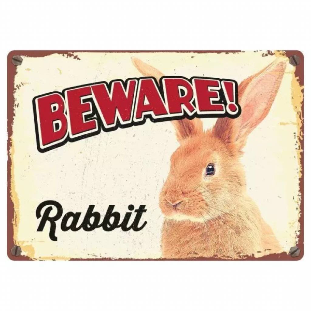 Metallschild "Beware Rabbit (h)"